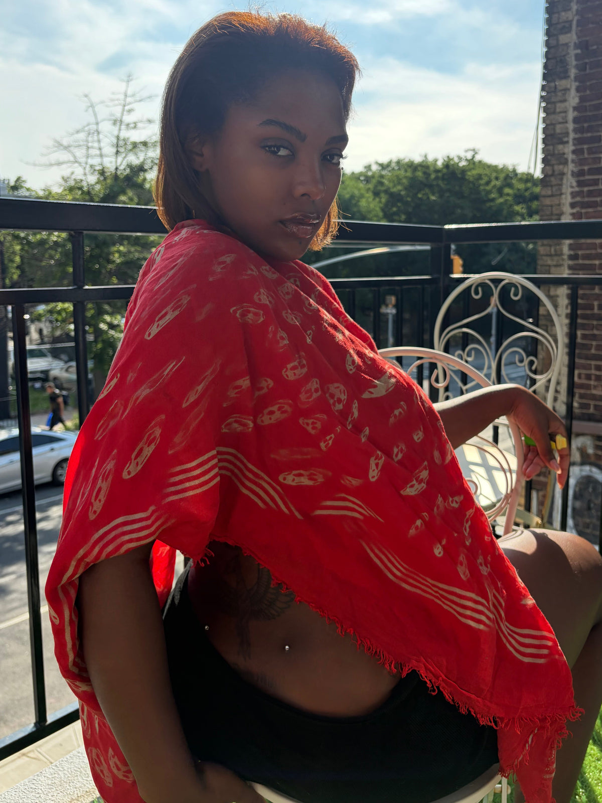 Alexander Mcqueen Red Skull Scarf