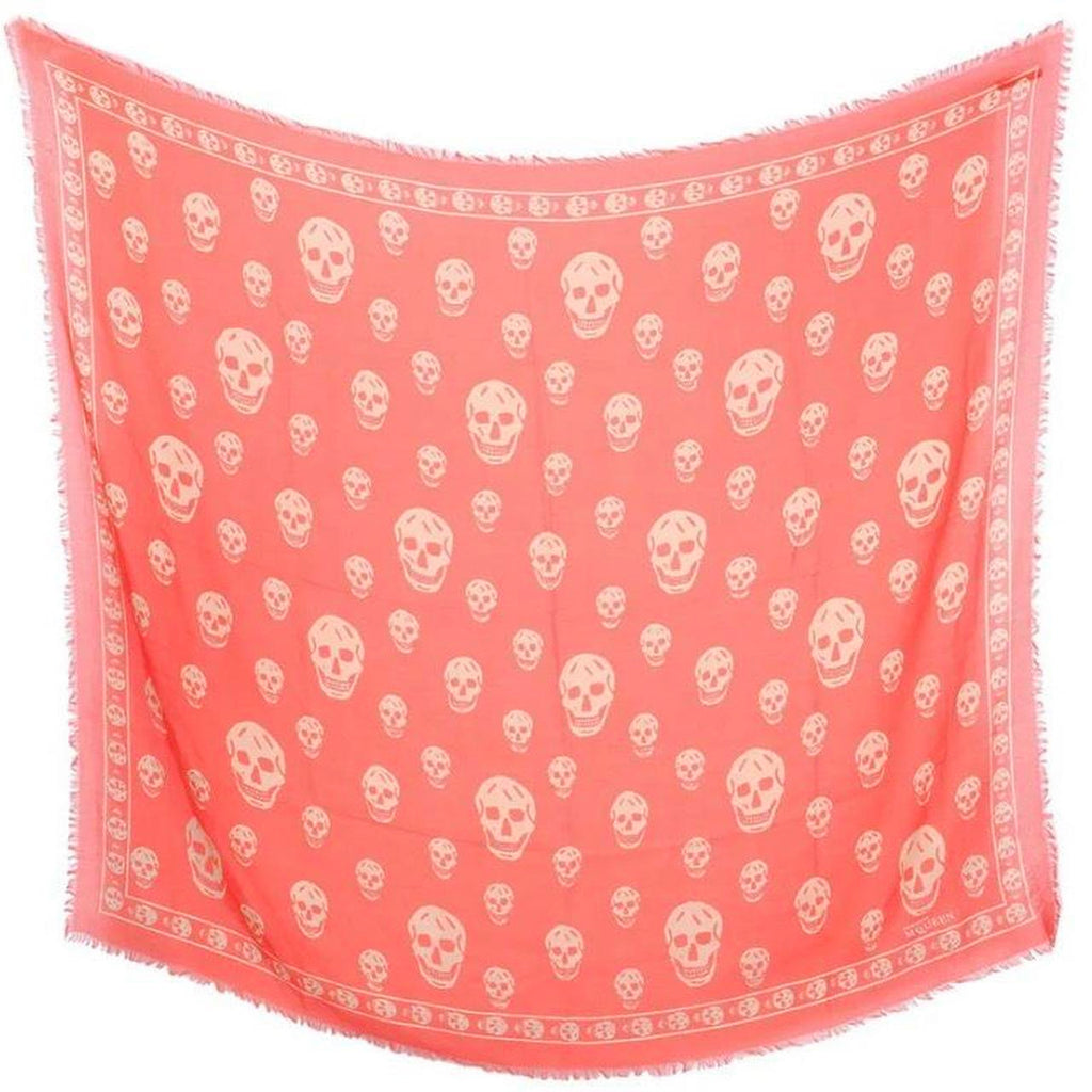 Alexander Mcqueen Red Skull Scarf