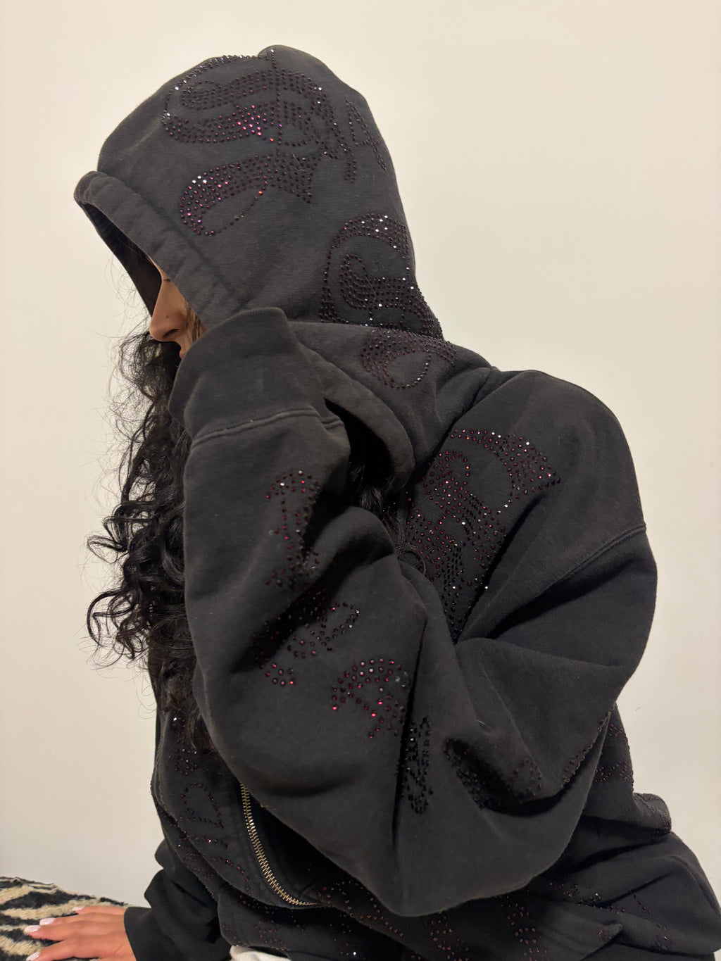 Supreme Rhinestone Zip-Up Hoodie