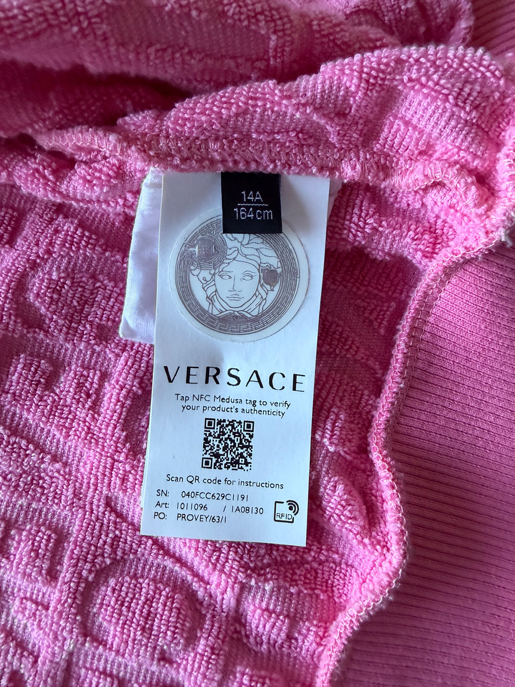Versace Terrycloth Cropped Zip Up