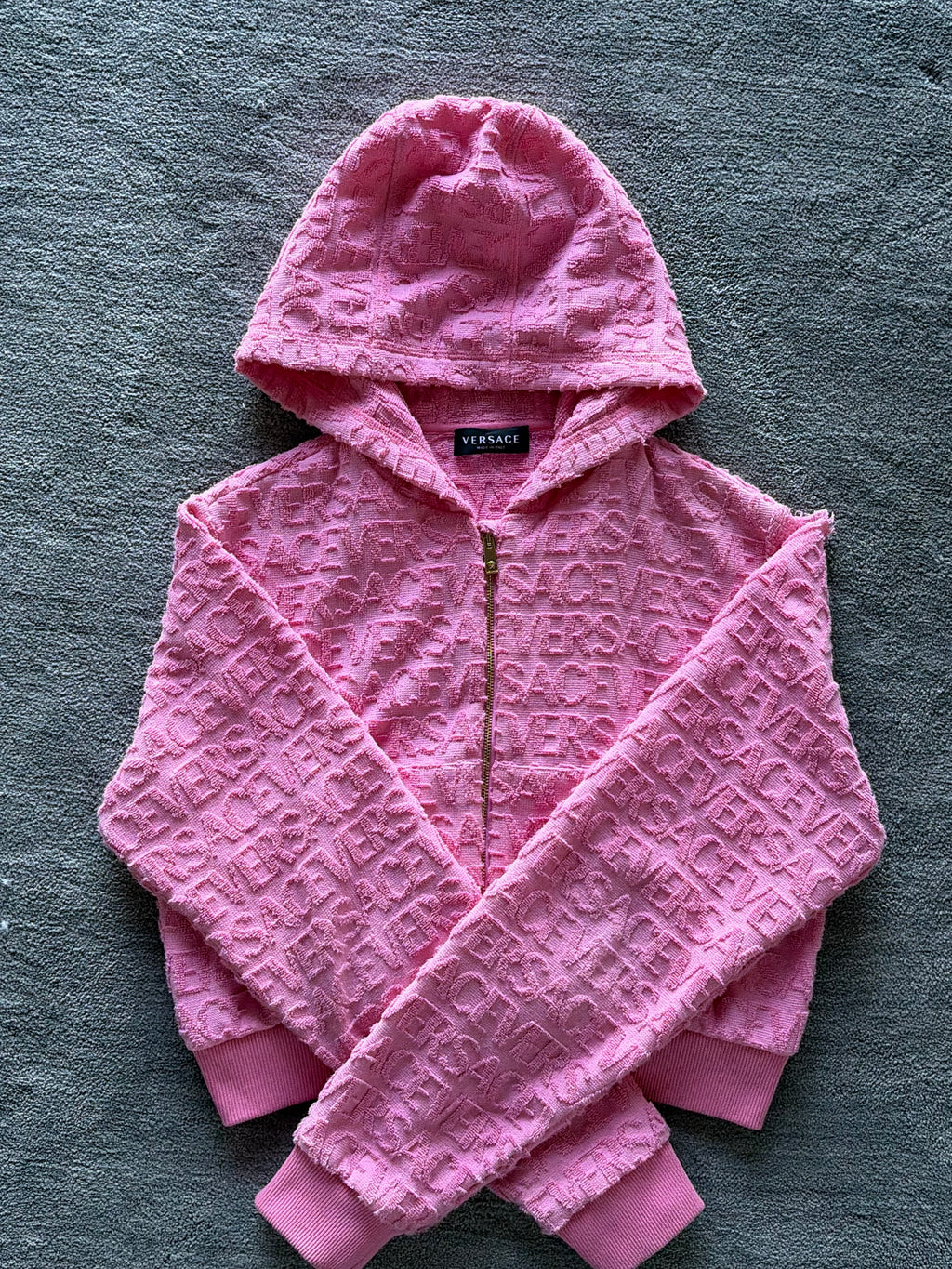 Versace Terrycloth Cropped Zip Up