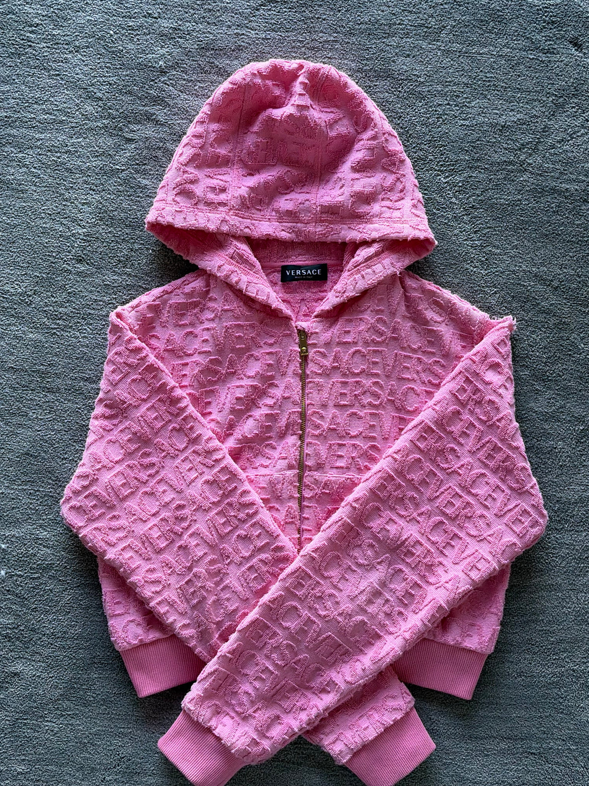 Versace Terrycloth Cropped Zip Up